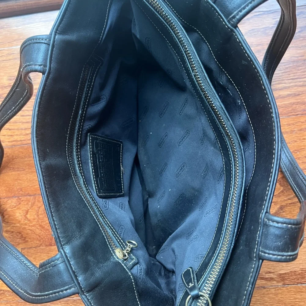 Coach Black Leather Tote Bag